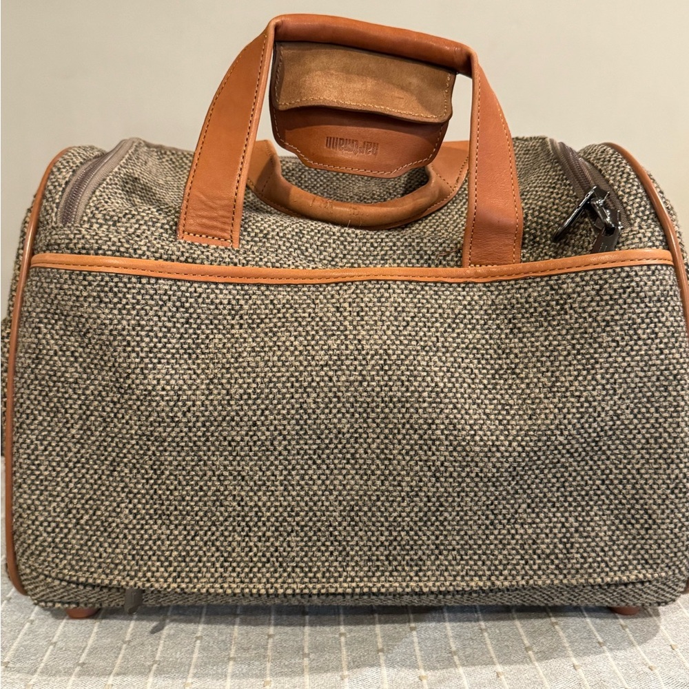 Hartmann Luggage Overnight Weekend Bag Leather 80s tweed brown tan carry on - Picture 5 of 13